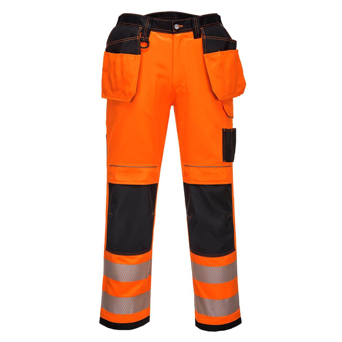 PW3 Hi-Vis Stretch Holster Pocket Trousers, 28, R, Orange/Black