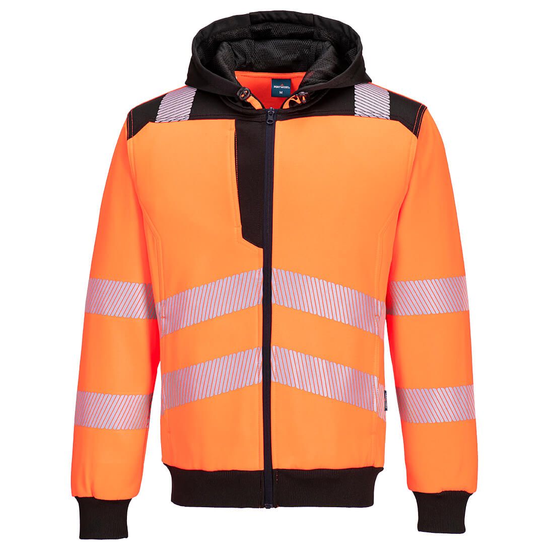PW3 Hi-Vis Zip Hoodie , 4XL, R, Orange/Black