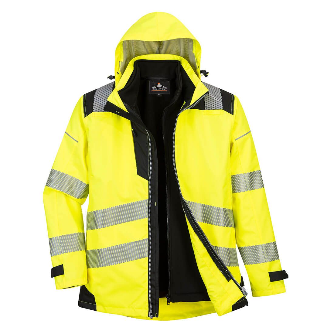 PW3 Hi-Vis 3-in-1 Jacket, 4XL, R, Yellow/Black