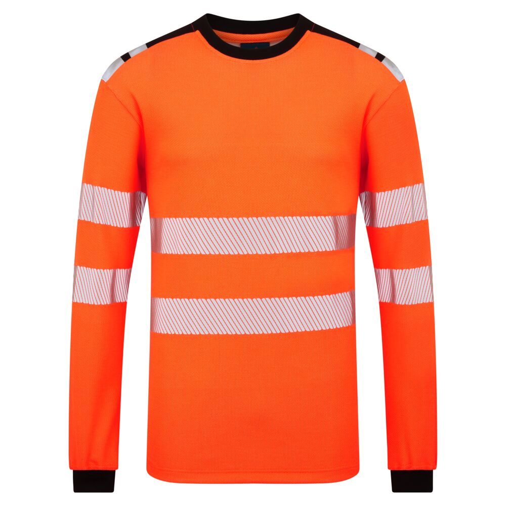 PW3 Modaflame Knit HVO FR Long Sleeve T-Shirt, L, R, Orange/Black