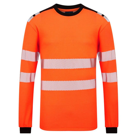PW3 Modaflame Knit HVO FR Long Sleeve T-Shirt, L, R, Orange/Black