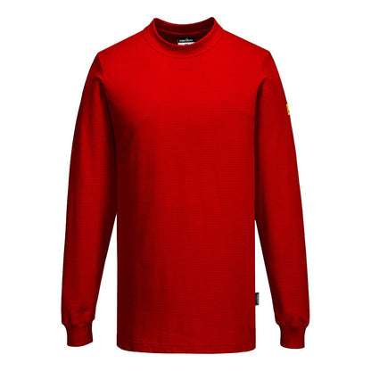 Anti-Static ESD Long Sleeve T-Shirt, L, R, Deep Red