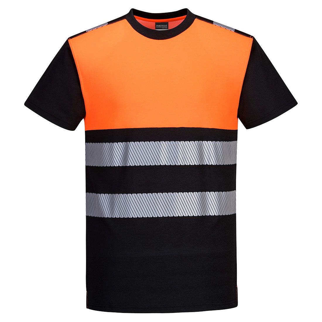 PW3 Hi-Vis Cotton Comfort Class 1 T-Shirt S/S , 4XL, , Black/Orange
