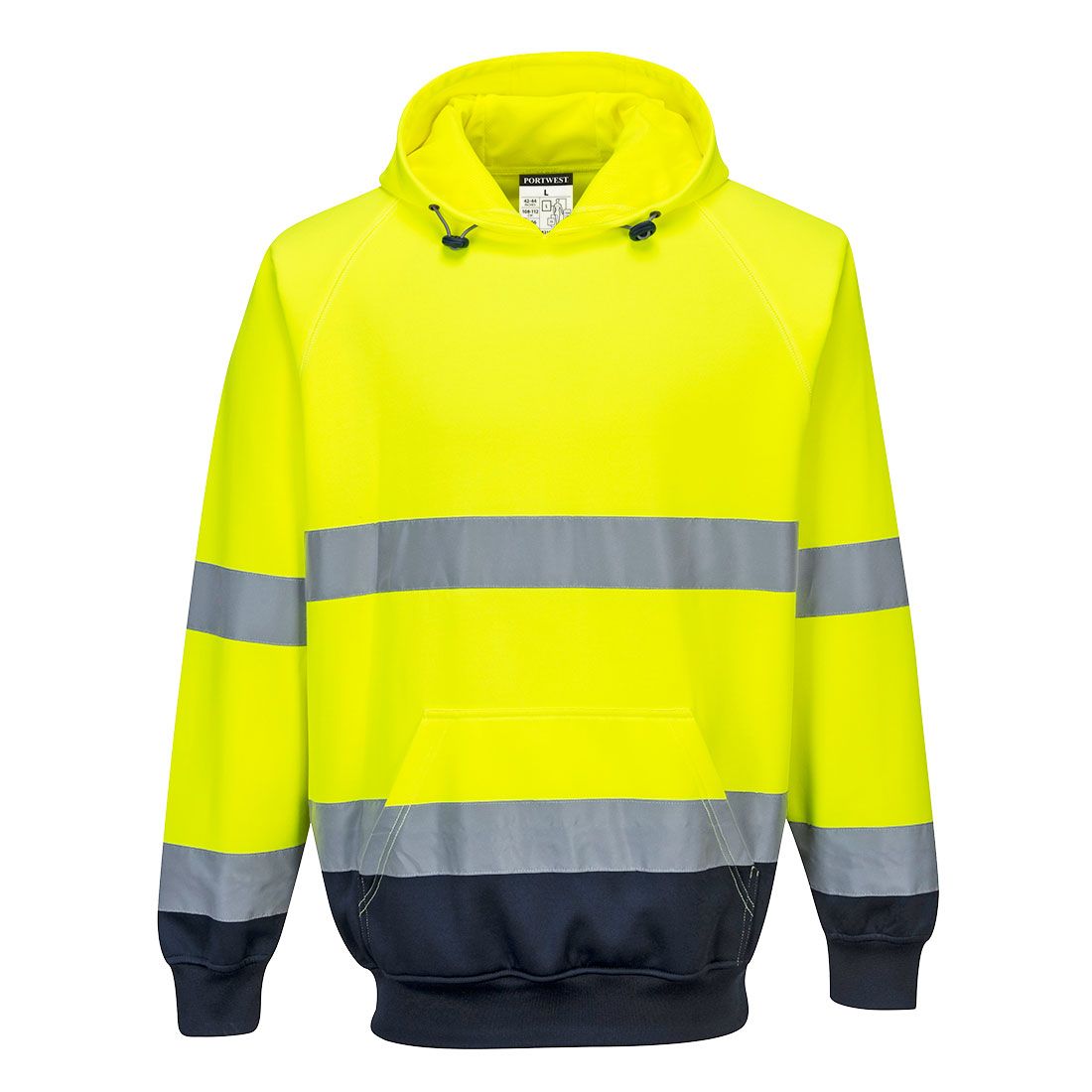 Hi-Vis Contrast Hoodie, L, R, Yellow/Navy