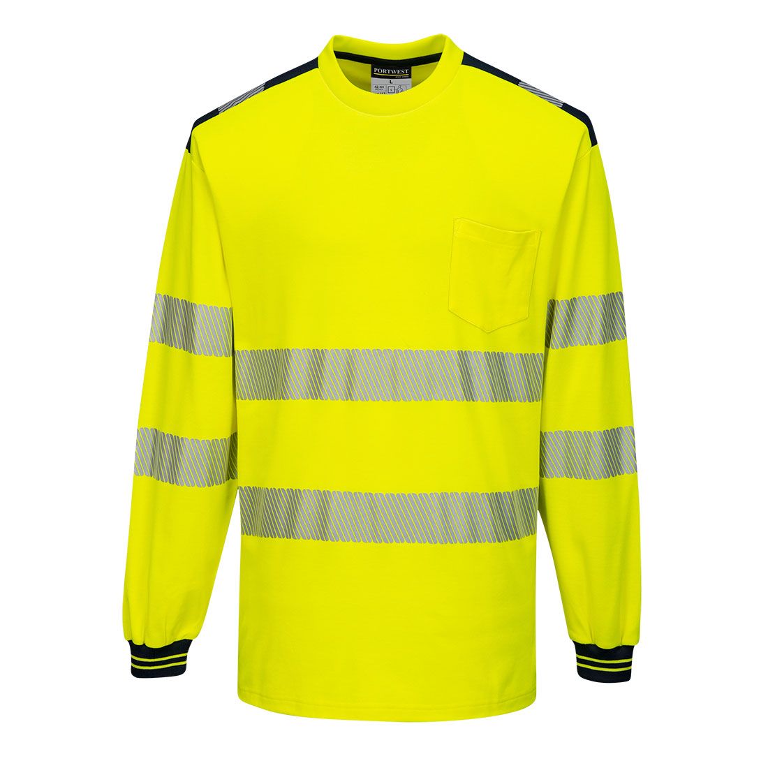 PW3 Hi-Vis Cotton Comfort T-Shirt L/S , 4XL, R, Yellow/Black
