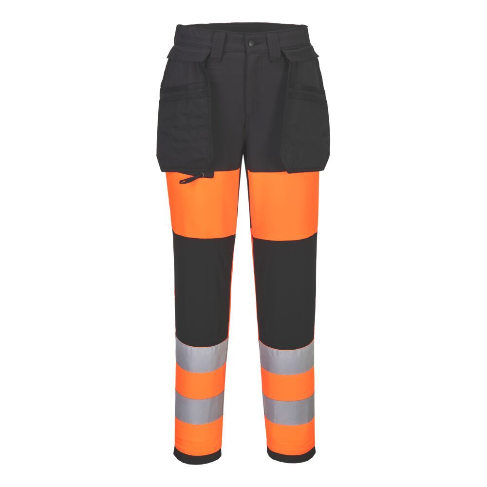 WX2 Eco Hi-Vis Women's Class 1 Stretch Trouser, 24, R, Orange/Black