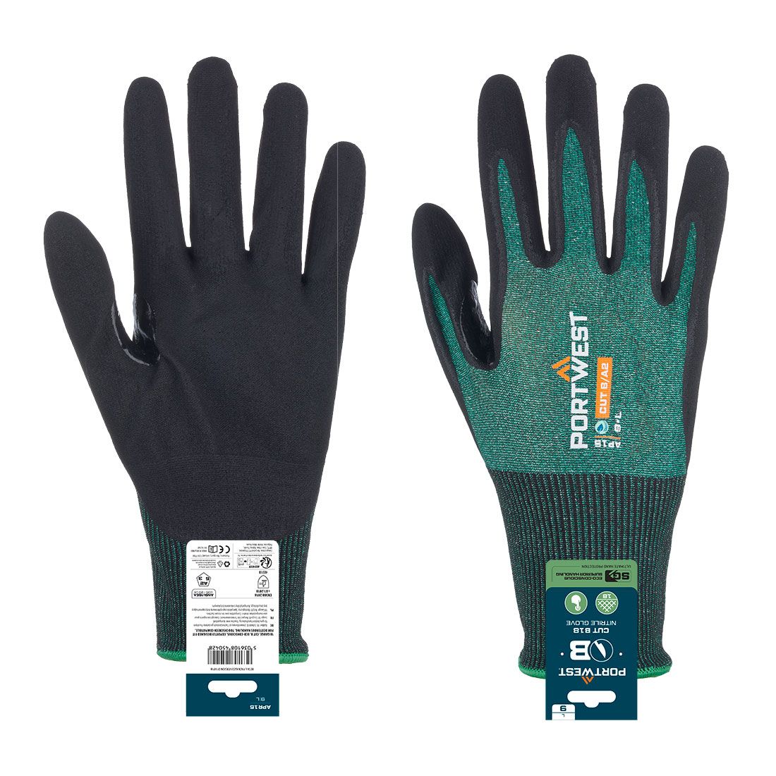 SG Cut B18 Nitrile Glove (Retail), L, R, Green/Black