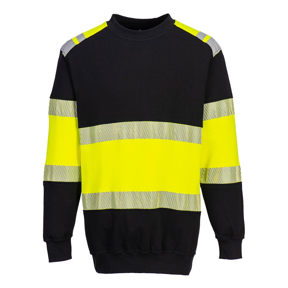 PW3 Flame Resistant Class 1 Sweatshirt , L, R, Yellow/Black