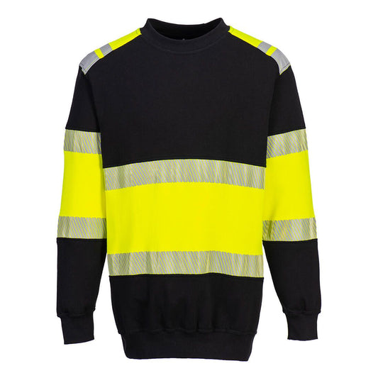 PW3 Flame Resistant Class 1 Sweatshirt , L, R, Yellow/Black