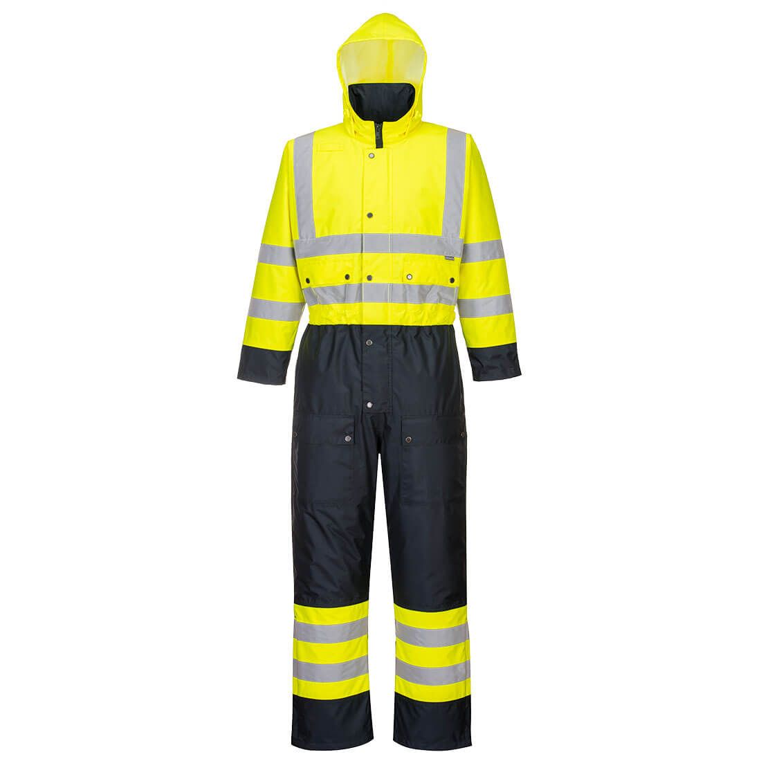 Hi-Vis Contrast Winter Coverall, 4XL, R, Yellow/Navy