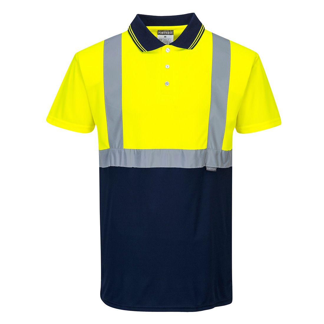 Hi-Vis Contrast Polo Shirt S/S , 4XL, R, Yellow/Navy