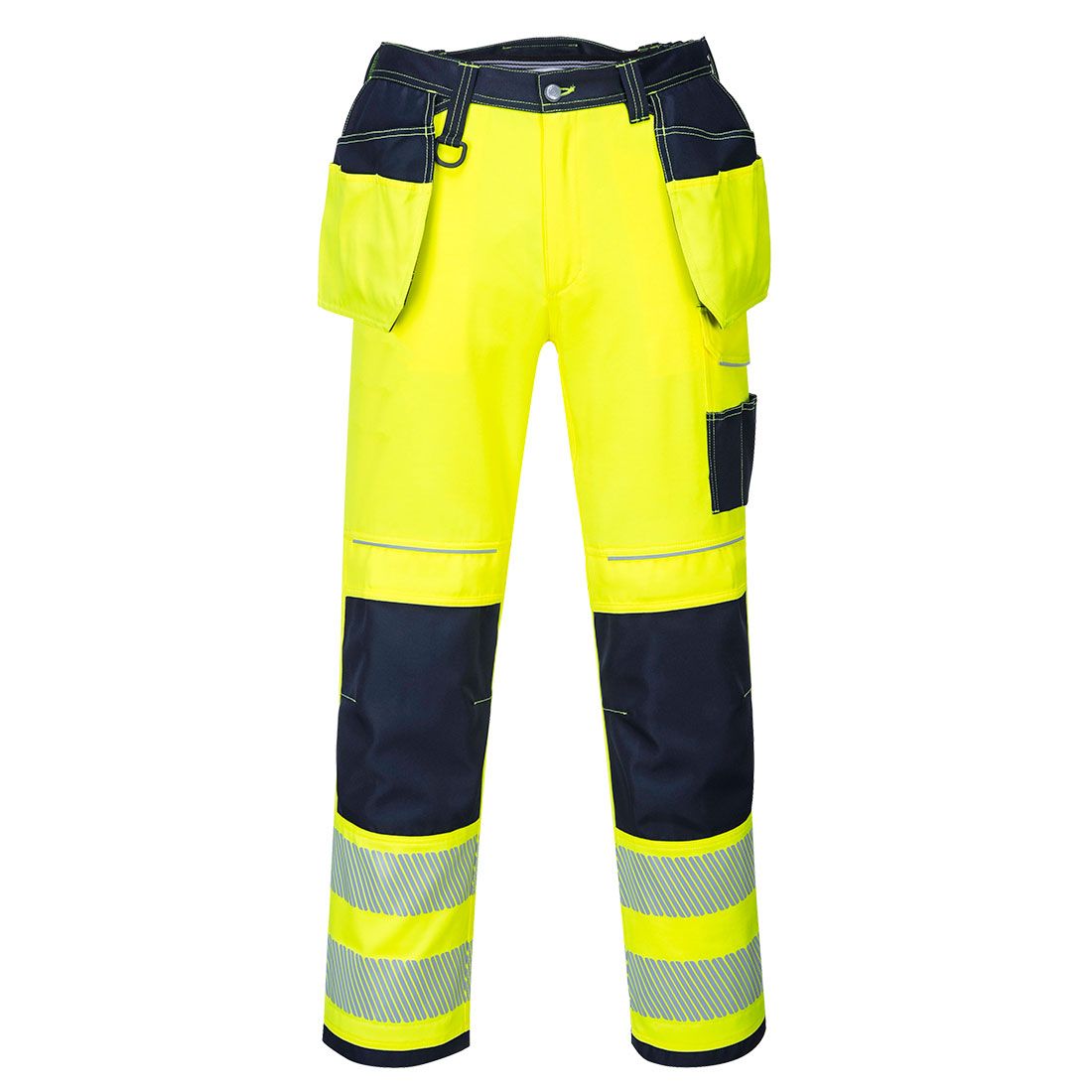 PW3 Hi-Vis Holster Pocket Work Trousers, 28, S, Yellow/Navy Short