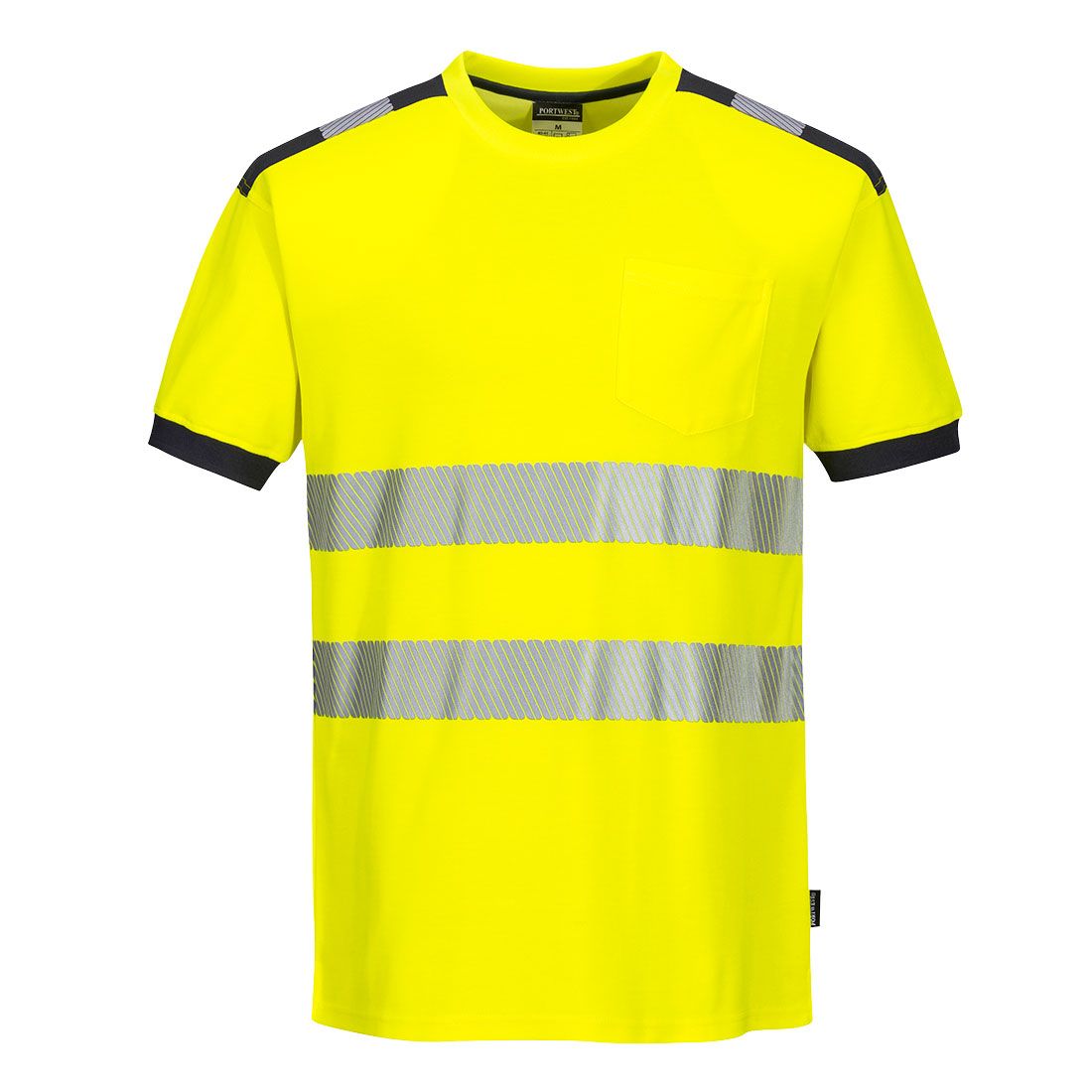 PW3 Hi-Vis Cotton Comfort T-Shirt S/S , L, , Yellow/Grey