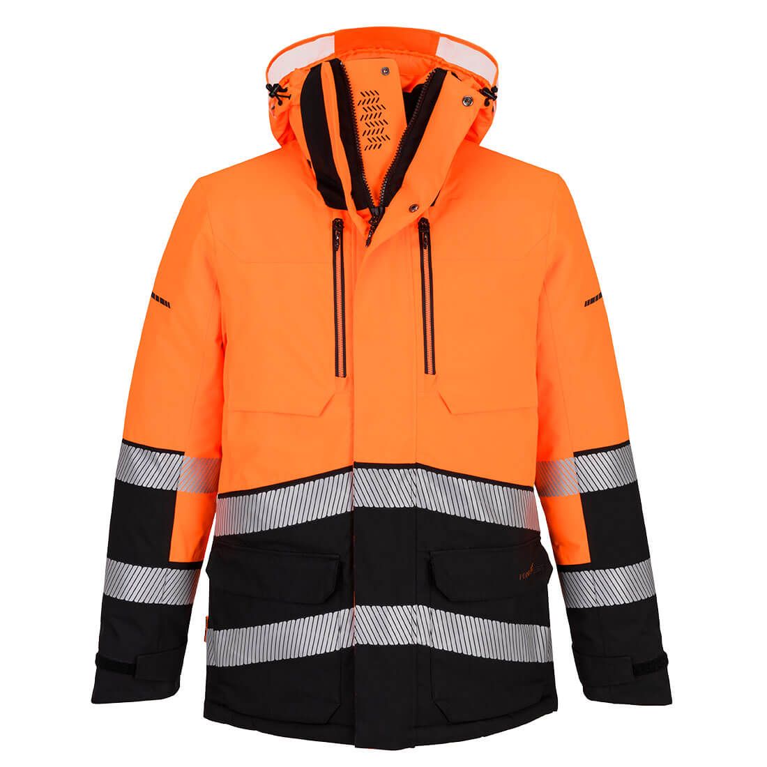 EV4 Hi-Vis Expedition Parka Jacket, L, R, Orange/Black