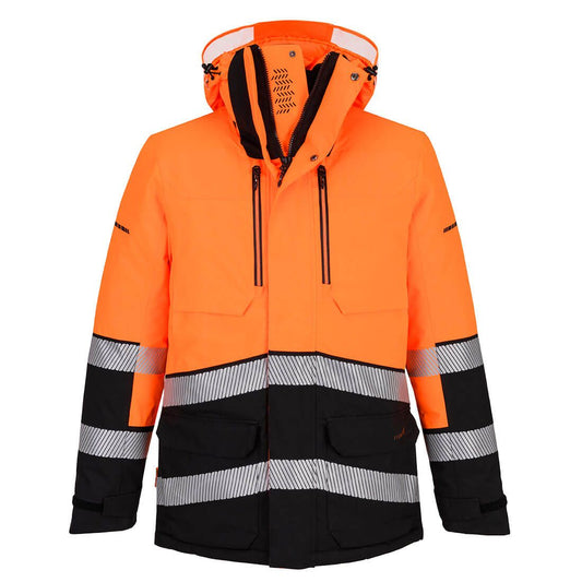 EV4 Hi-Vis Expedition Parka Jacket, L, R, Orange/Black