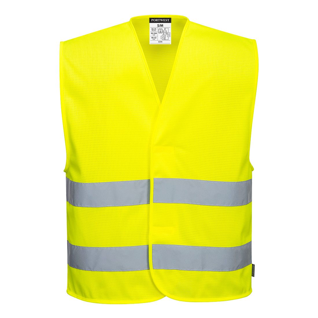 Hi-Vis Mesh Two Band Vest, 4X/5X, R, Yellow