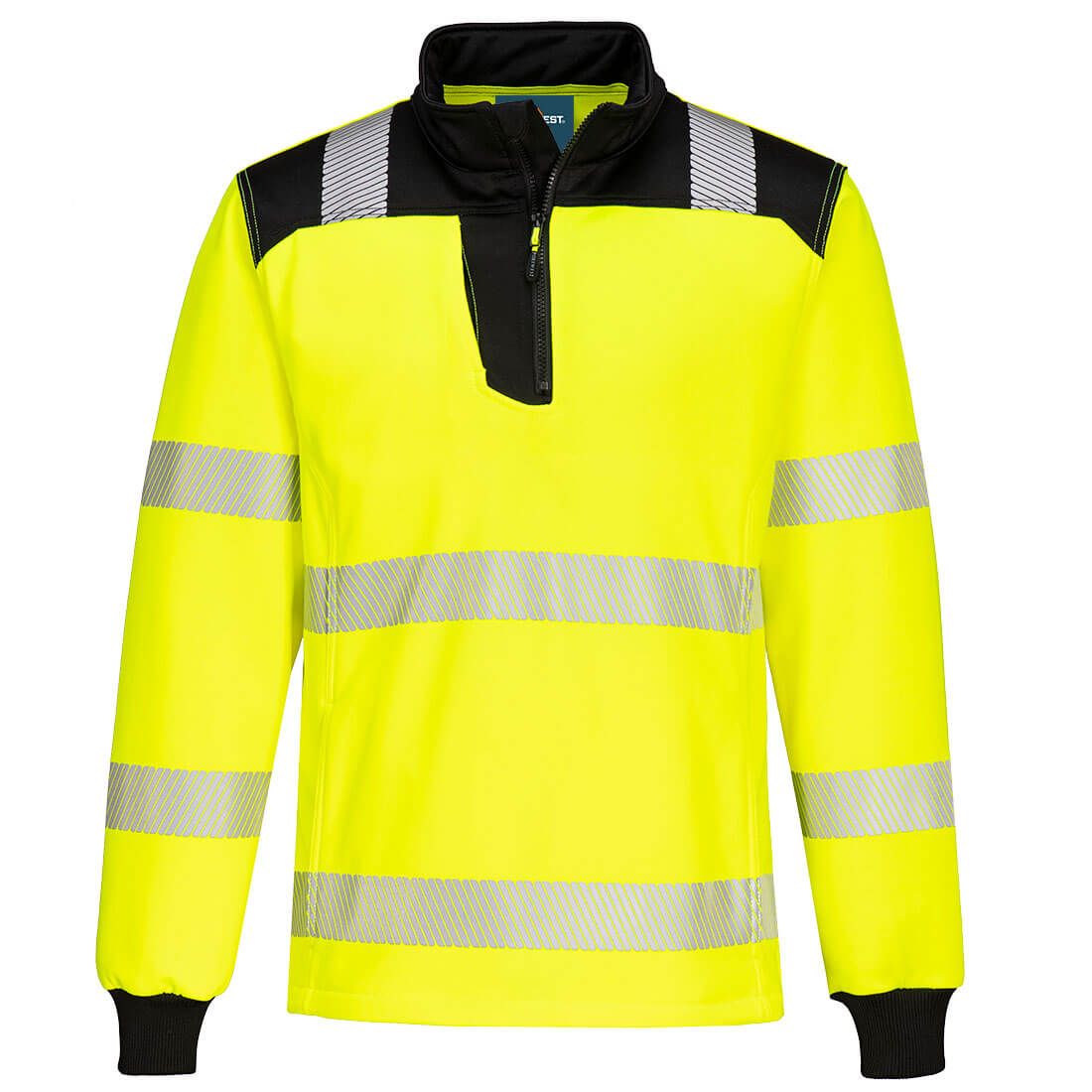 PW3 Hi-Vis 1/4 Zip Sweatshirt, 4XL, R, Yellow/Black