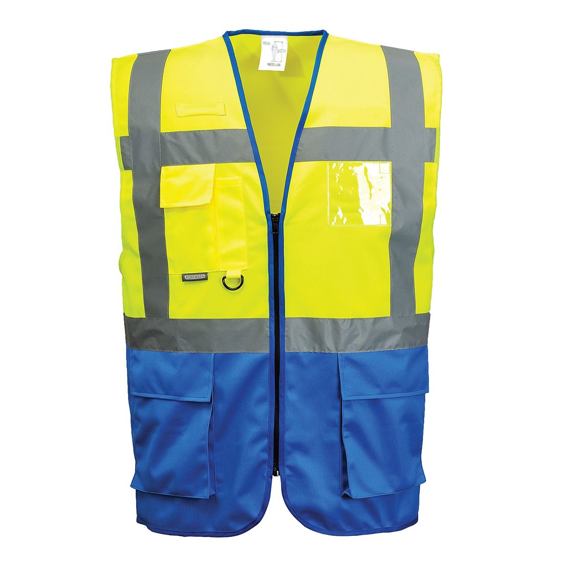 Warsaw Hi-Vis Contrast Executive Vest , L, , Yellow/Royal