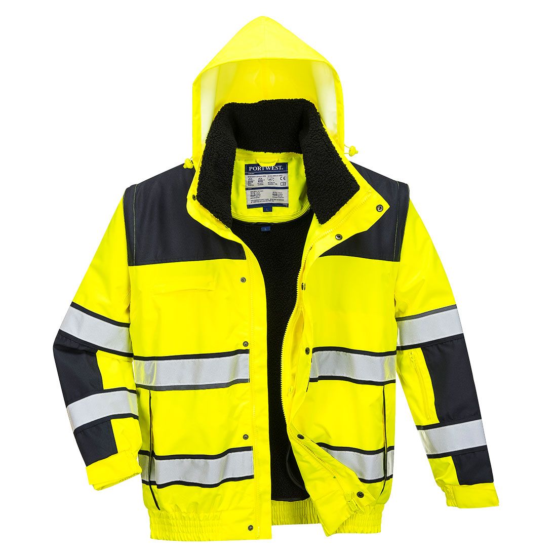 Hi-Vis 3-in-1 Contrast Winter Bomber Jacket , 4XL, R, Yellow/Black