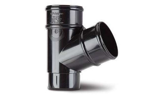 68mm Round Downpipe Branch 112.5 Degree Black