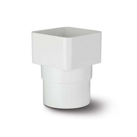 65mm Square Downpipe to Round Adaptor White