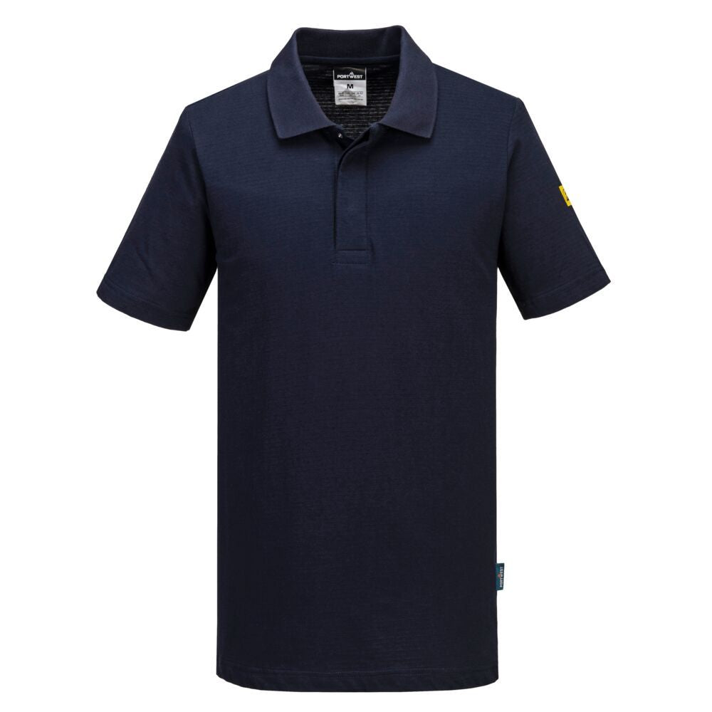 Anti-Static ESD Polo Shirt, 4XL, R, Navy