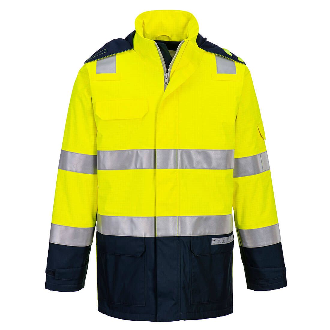 Bizflame Rain+ Hi-Vis Light Arc Jacket , L, R, Yellow/Navy