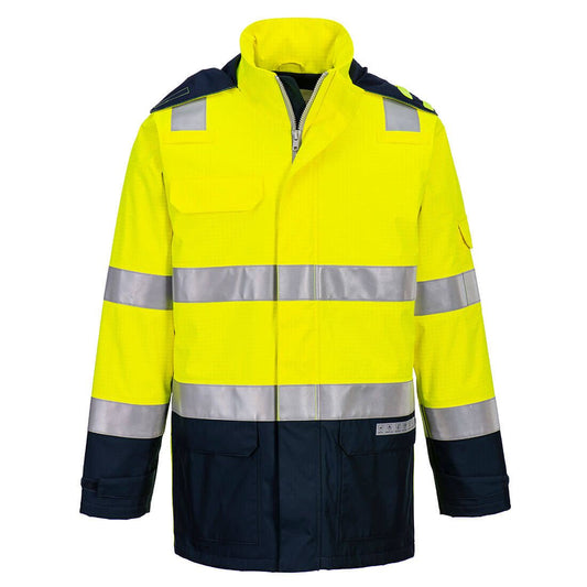 Bizflame Rain+ Hi-Vis Light Arc Jacket , L, R, Yellow/Navy
