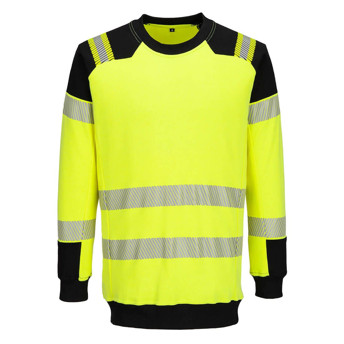 PW3 Modaflame Knit Hi-Vis FR Sweatshirt, L, R, Yellow/Black
