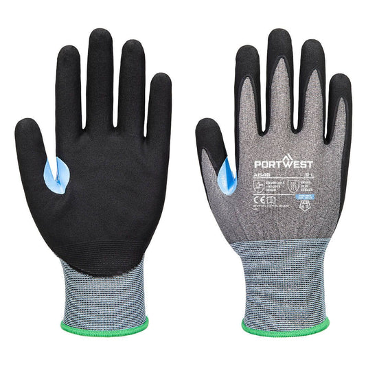 CS Cut D21 Nitrile Glove, L, R, Grey/Black