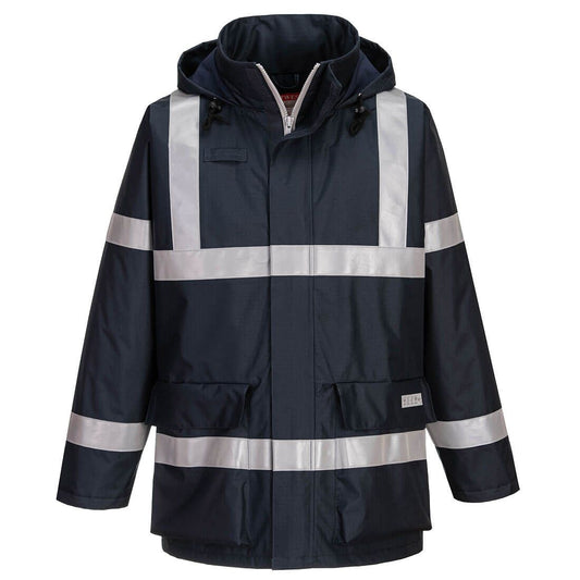 Bizflame Rain Anti-Static FR Jacket, L, R, Navy