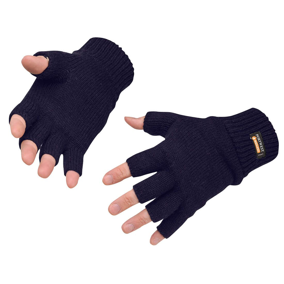 Insulated Fingerless Knit Glove, , R, Navy
