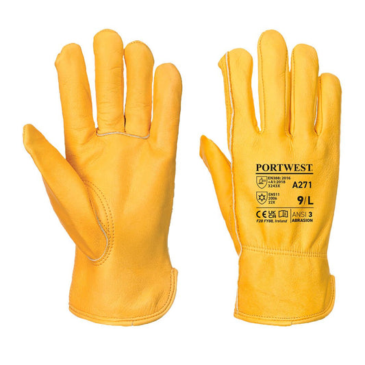 Lined Driver Glove, L, R, Tan