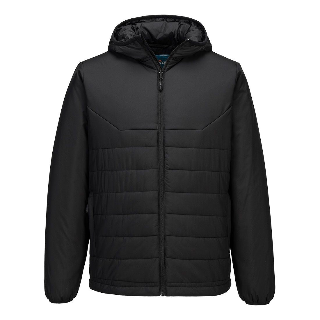 Professional Hooded Insulated Baffle Jacket, L, R, Black