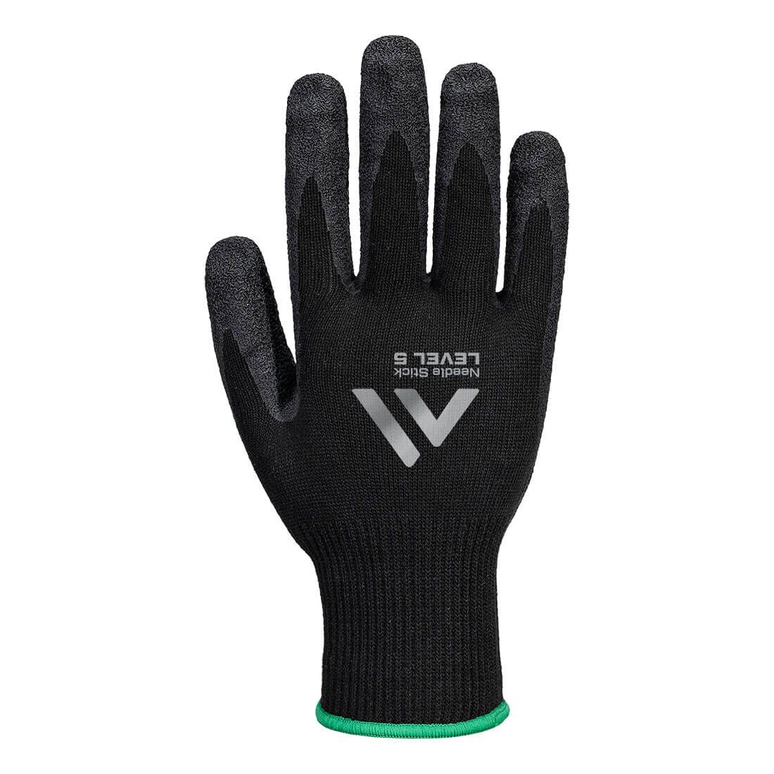 Needle Resistant  F10 Latex Crinkle Glove, L, R, Black