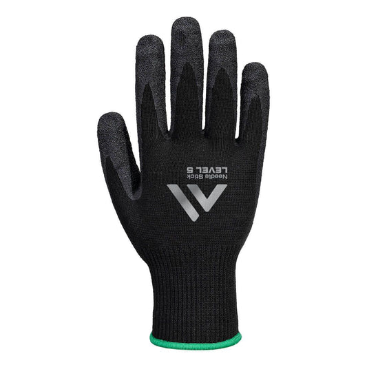 Needle Resistant  F10 Latex Crinkle Glove, L, R, Black