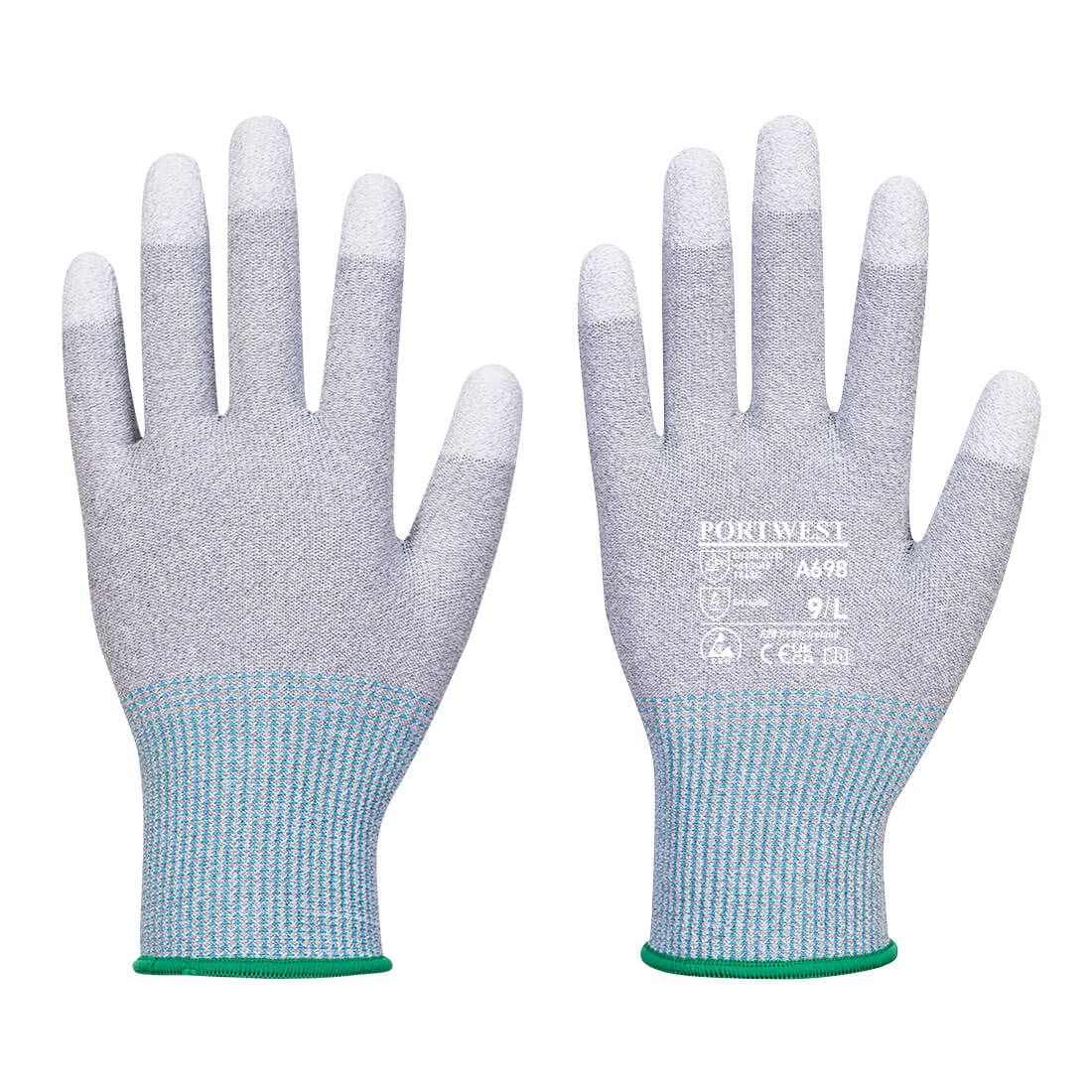 MR13 ESD PU Fingertip Glove (Pk12), M, R, Grey/White