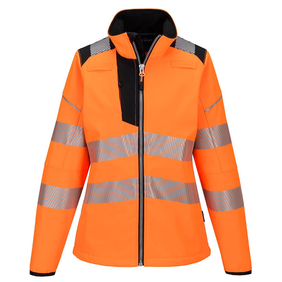 PW3 Hi-Vis Women's Softshell (3L), L, R, Orange/Black
