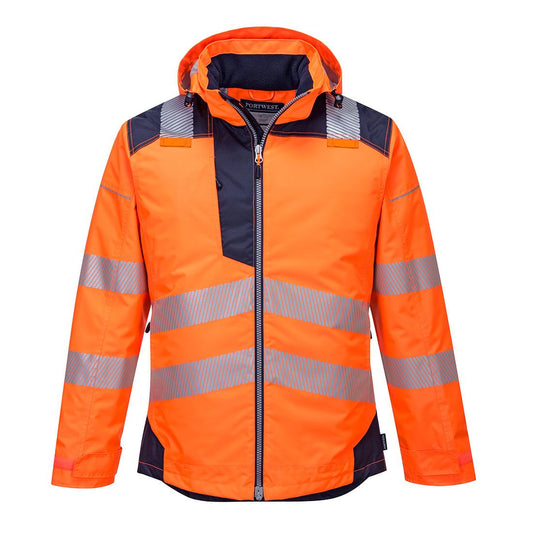 PW3 Hi-Vis Winter Jacket , 4XL, R, Orange/Navy