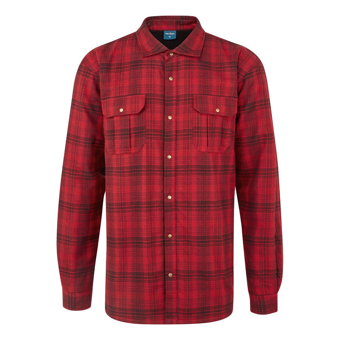 KA3 Sherpa Lined Check Shirt, L, R, Red