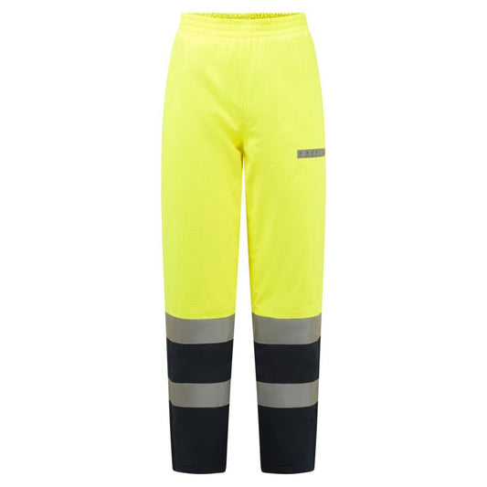 Bizflame Rain+ Hi-Vis Multi-Norm Contrast FR Winter Trousers, L, R, Yellow/Navy