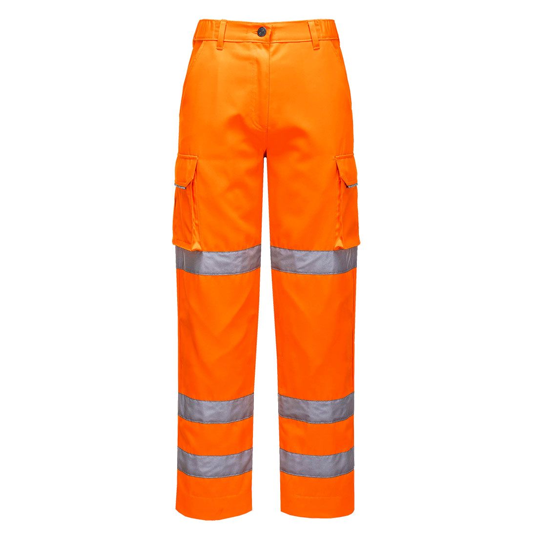 Hi-Vis Women's Three Band Work Trousers, S, R, Orange