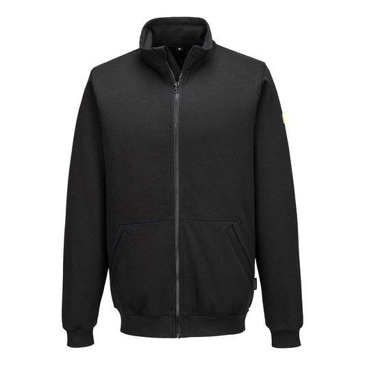 Anti-Static ESD Zip Sweatshirt, L, R, Black
