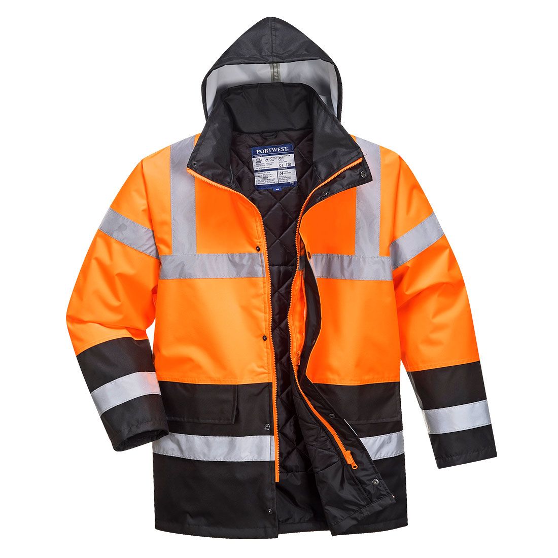 Hi-Vis Contrast Winter Traffic Jacket , L, R, Orange/Black
