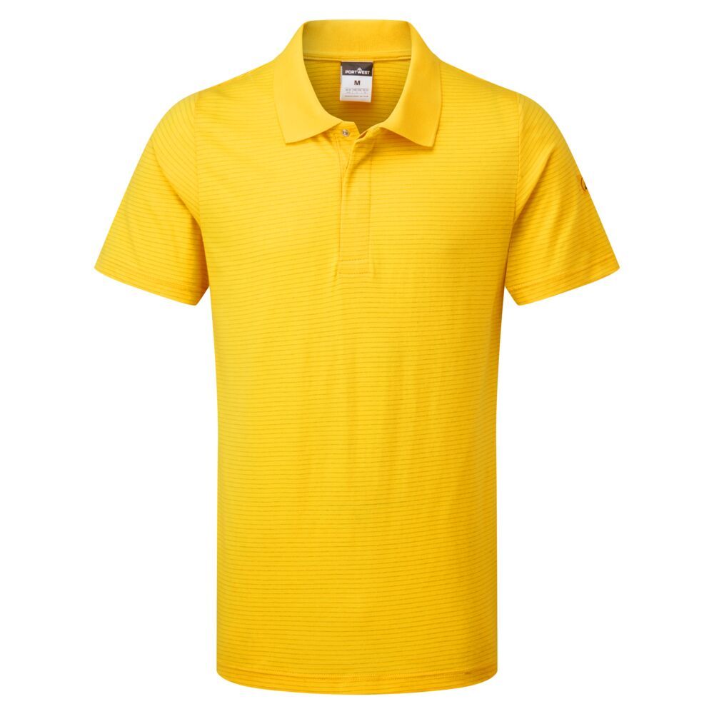 Anti-Static ESD Polo Shirt, L, , Deep Yellow