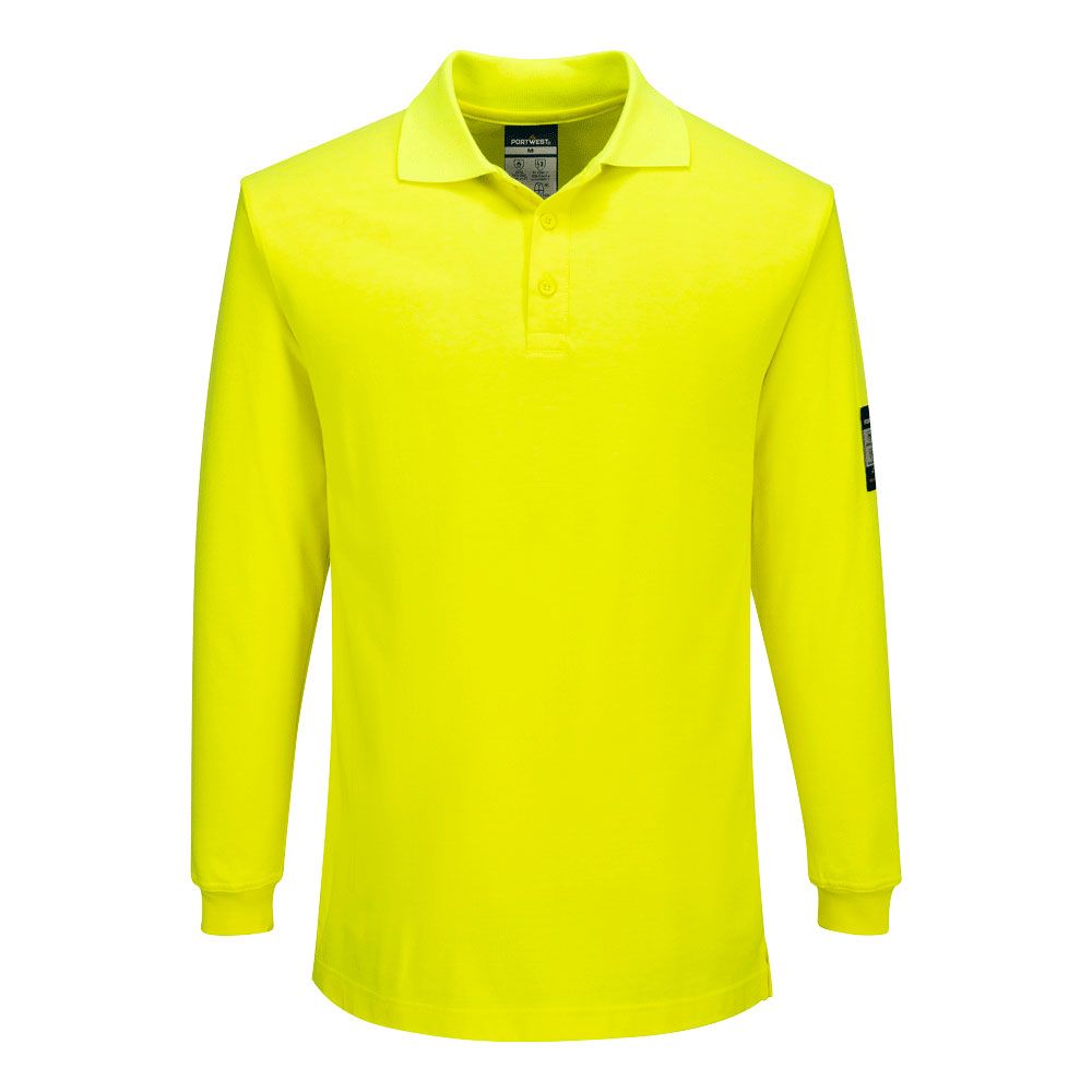 Modaflame Knit FR Long Sleeve Polo Shirt, L, R, Yellow