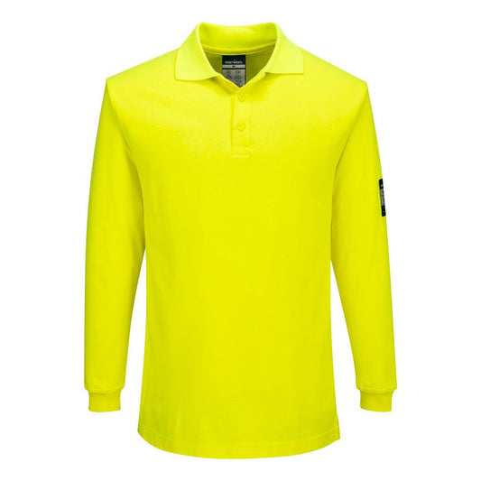 Modaflame Knit FR Long Sleeve Polo Shirt, L, R, Yellow