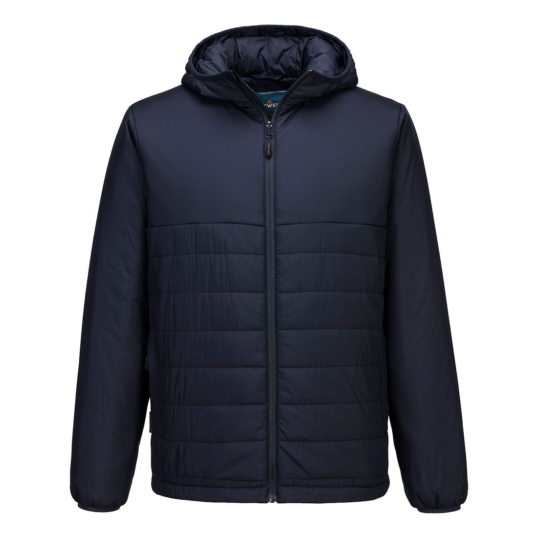 Professional Hooded Insulated Baffle Jacket, L, R, Navy