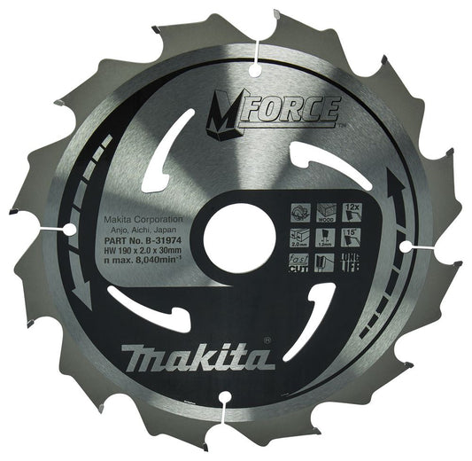 MAKITA B-31974 TCT SAW BLADE FOR WOOD 190X30X12T