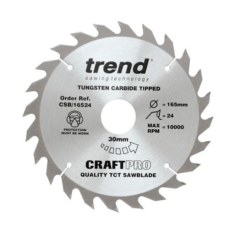 TREND CSB/16524 MEDIUM FINISH TCT CIRCULAR SAW BLADE 24TX30X165MM